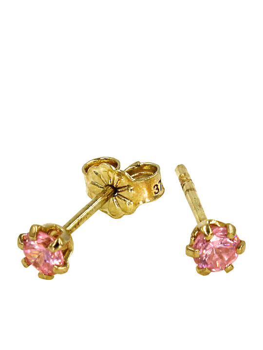 Roloi Kaliamanis Kids Earrings Studs with Stones from Gold 9K