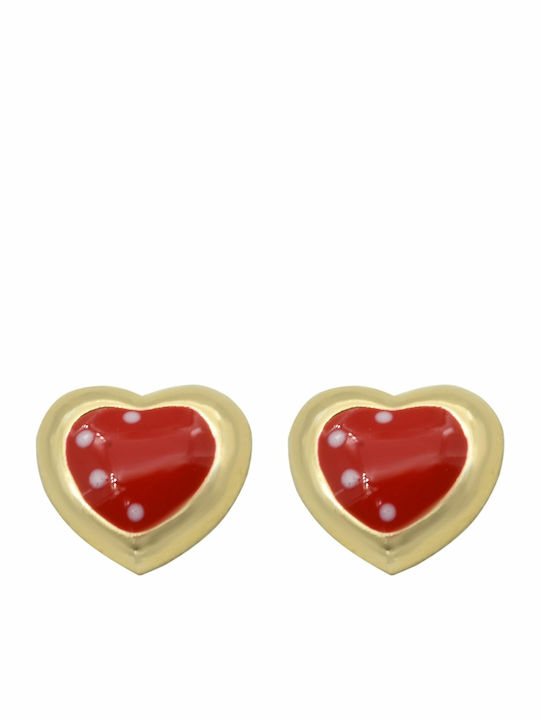 Kids Earrings Studs Hearts made of Gold 9K