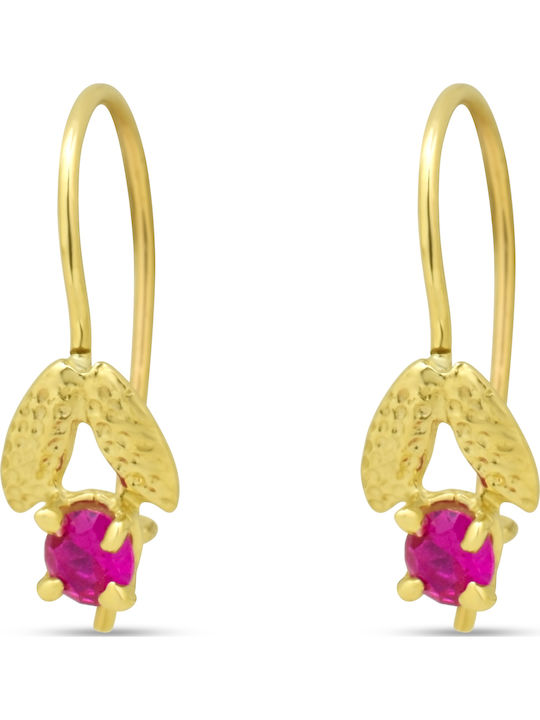 Goldjewels Kids Earrings Pendants with Stones from Gold 9K