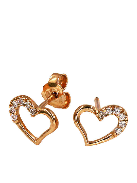 Roloi Kaliamanis Cercei pentru copii Studs Inima din Aur 14K