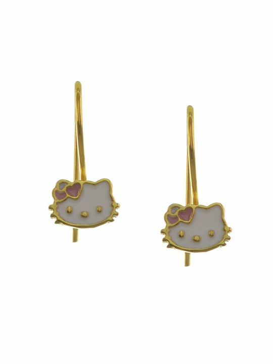 Paraxenies Hello Kitty Gold Plated Kids Earrings Pendants made of Silver