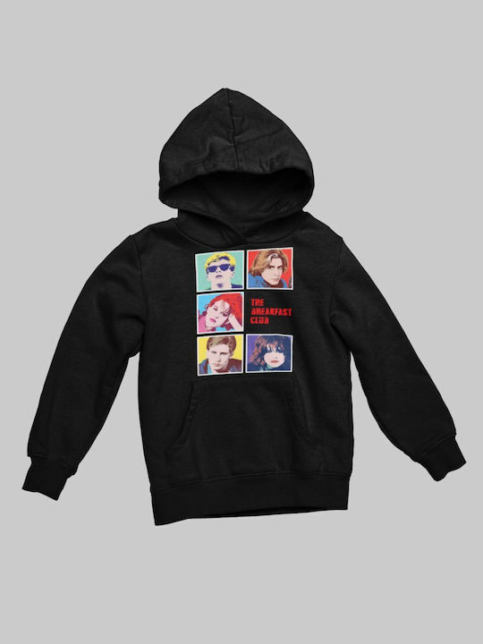 TKT Fleece Kinder Sweatshirt mit Kapuze und Taschen Schwarz Breakfast Club