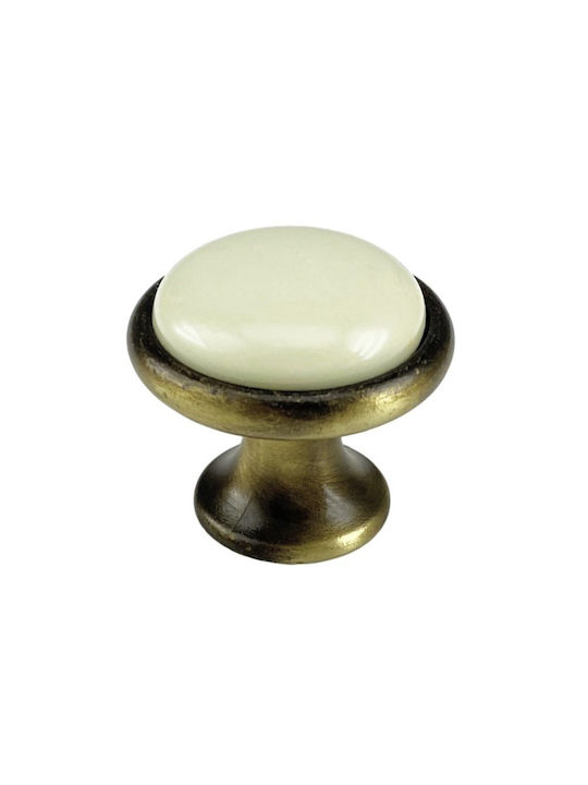 TMC Knob Furniture made of Porcelain & Zamak in White Color D35mm 3008-41-CREAM 1pcs