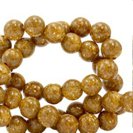 Perlen & Pailletten aus Stein Beige 1Stück 8mm