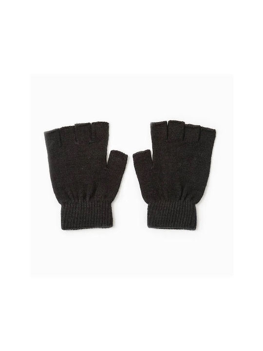 Tres Chic Knitted Kids Fingerless Gloves Black