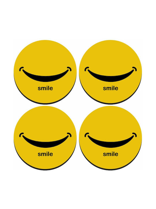 Koupakoupa Smile Rotund Suporturi pentru pahare Lemn Galben 4buc