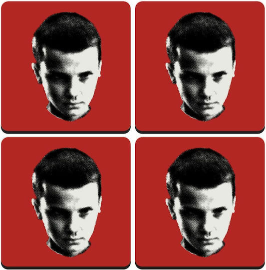Koupakoupa Stranger Things Eleven Untersetzer Hölzernes Rot 4Stück
