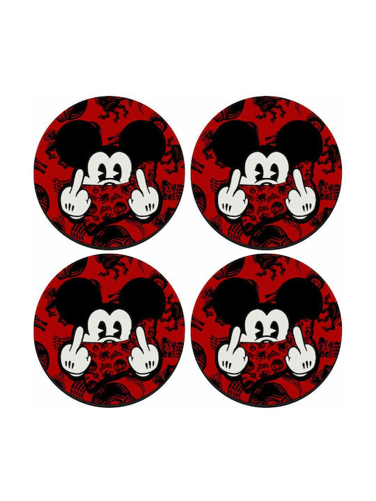 Koupakoupa Mickey Fingers Заоблено Сувенир Дърво Червен 4бр