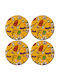 Koupakoupa Round Wooden Yellow Coasters Happy Halloween 4pcs