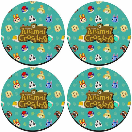 Koupakoupa Animal Crossing Σουβέρ Στρογγυλό Ξύλινο Πράσινο 4τμχ