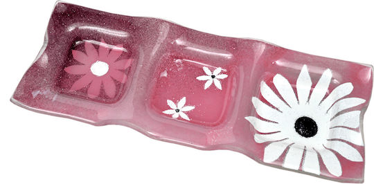Kallisti Glass Γυάλινη Ορντεβιέρα Ροζ Ø12cm Π12xΜ30cm