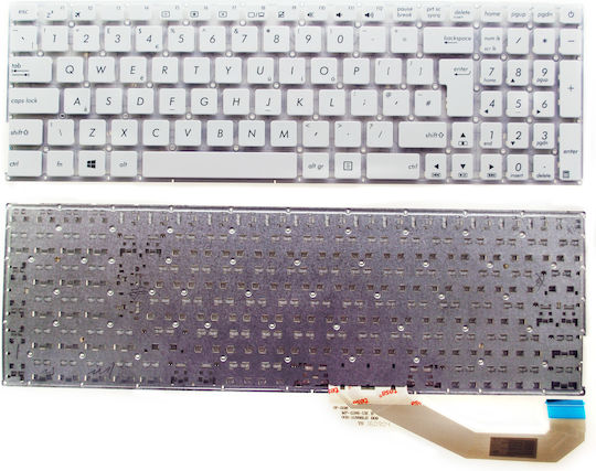 Πληκτρολόγιο Laptop για Asus χωρίς Πλαίσιο και Διάταξη Αγγλικά (UK) σε Λευκό χρώμα MP-13K96GB-920A