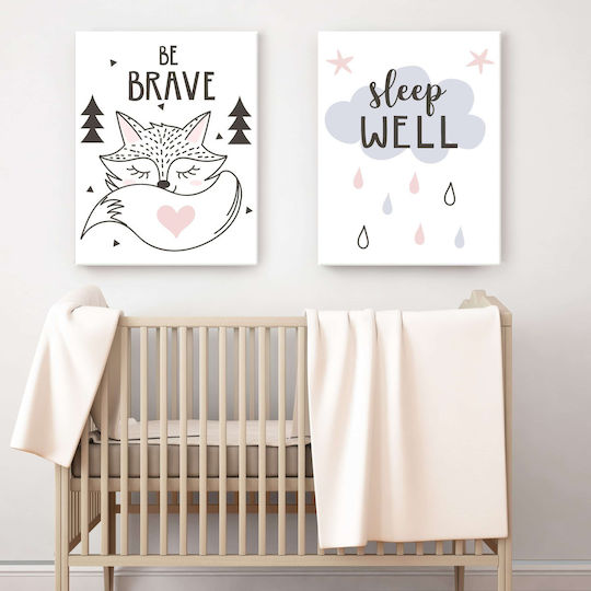 Kids Canvas Wall Painting Set 2pcs 40x30cm