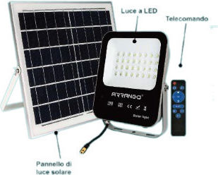 Arrango Στεγανός Ηλιακός Προβολέας LED 150W Ψυχρό Λευκό 6500K με Αισθητήρα Κίνησης, Φωτοκύτταρο και Τηλεχειριστήριο IP65