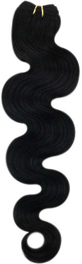 Remy Hair Hairpieces with Natural Hair in Light Black Color 55cm No 1.0