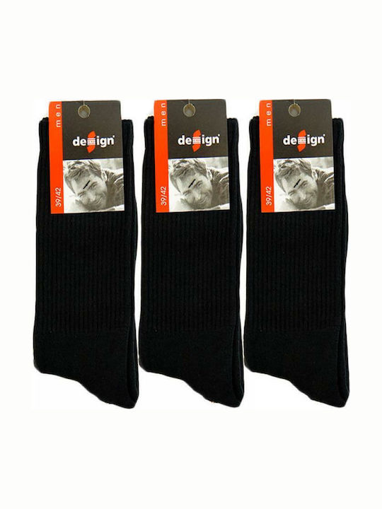Design Socks Ανδρικές Μονόχρωμες Κάλτσες Μαύρες 3Pack Design Socks Ανδρικές Μονόχρωμες Κάλτσες Μαύρες 3Pack