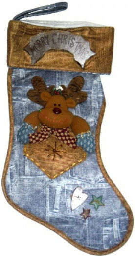 Christmas Decorative Fabric Multicolour Socks with Reindeer
