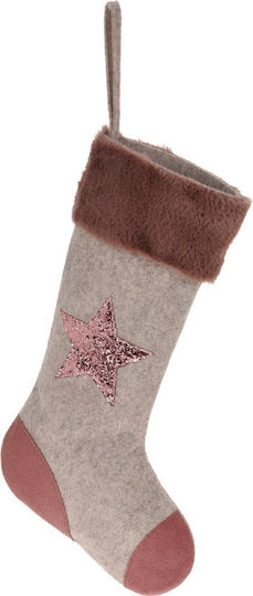 Christmas Decorative Beige Socks with Star L26xW26xH44cm