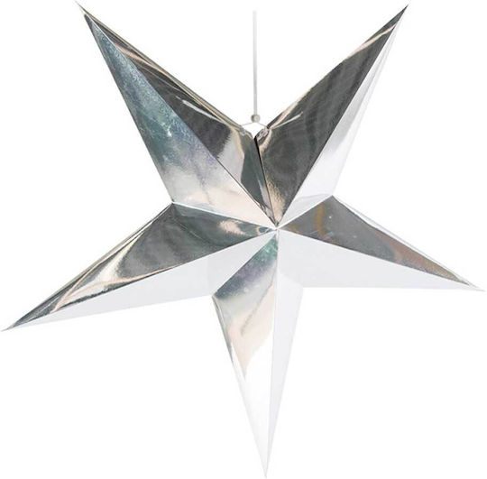 Crăciunesc Decorativ Suspendata Stea Hârtie Argintiu 90x90x90buc 1buc