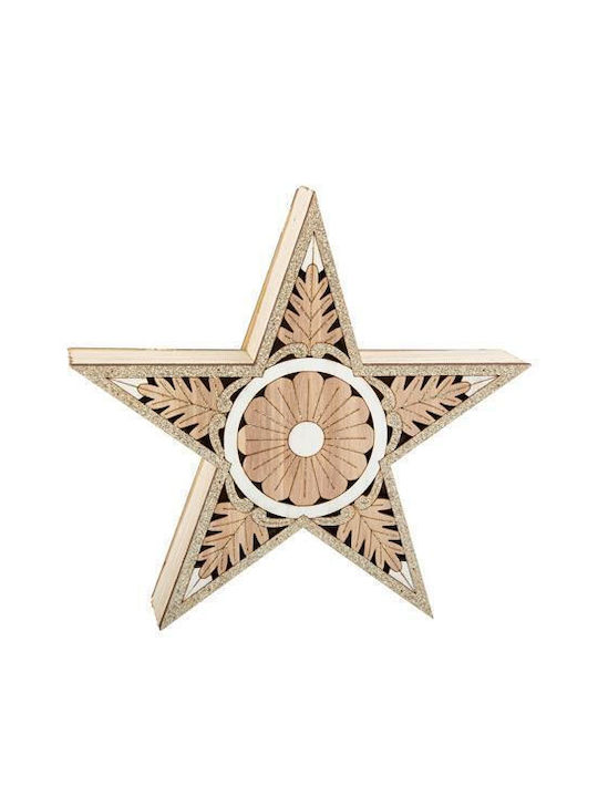 Ntampoudis Wood Christmas Decorative Desktop Star 22x4.5x22cm Brown