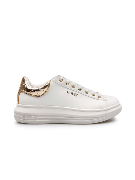 Guess Vibo Γυναικεία Sneakers White / Gold