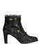 Leather Women's Ankle Boots with High Heel Black