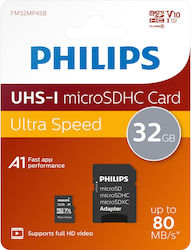 Philips microSDHC 32GB Class 10 U1 UHS-I με αντάπτορα