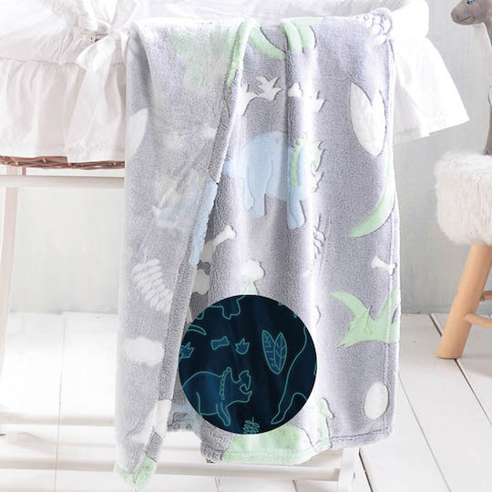 Rythmos Pătură Pătuț Dinoland Fleece Gri Grey 110x140cm
