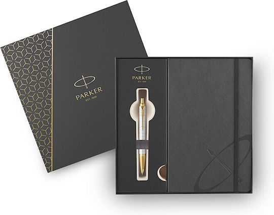Parker Ballpen Im Premium Pearl Gt Desk Set with Notebook and Pen Pieces