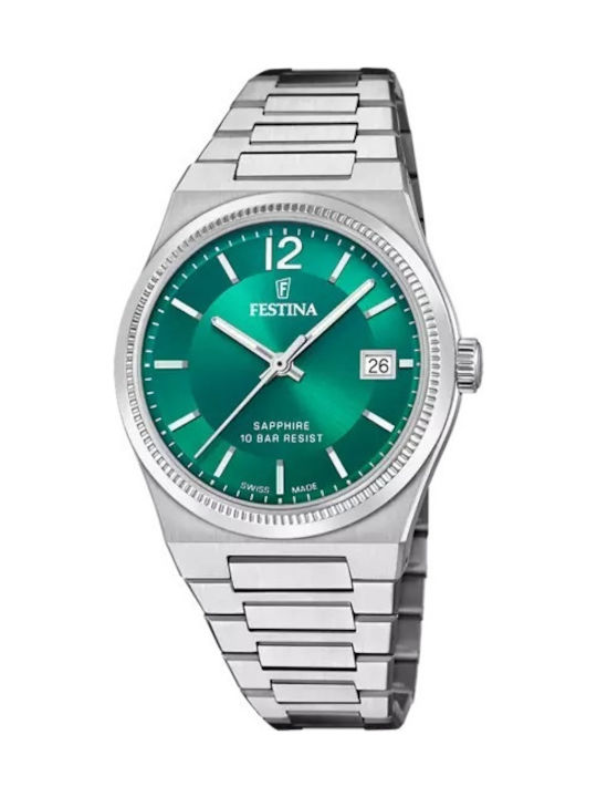 Festina Γυναικείο Ρολόι 35mm Μπαταρίας με Ασημί Μεταλλικό Μπρασελέ
