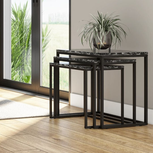 Square Zigon Set Wooden Marble 55x40x57 cm