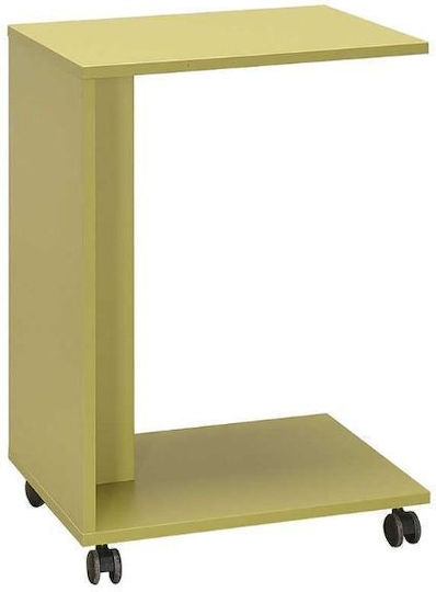 Side Table C Shape With Wheels Yellow-Green Side Table C Shape With Wheels Yellow-Green