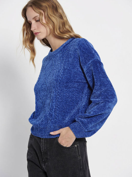 Funky Buddha Women's Long Sleeve Sweater Blue