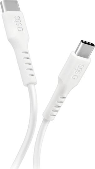 SBS USB 2.0 Cable USB-C male - USB-C 25W PD Λευκό 1m CABLETCC10W