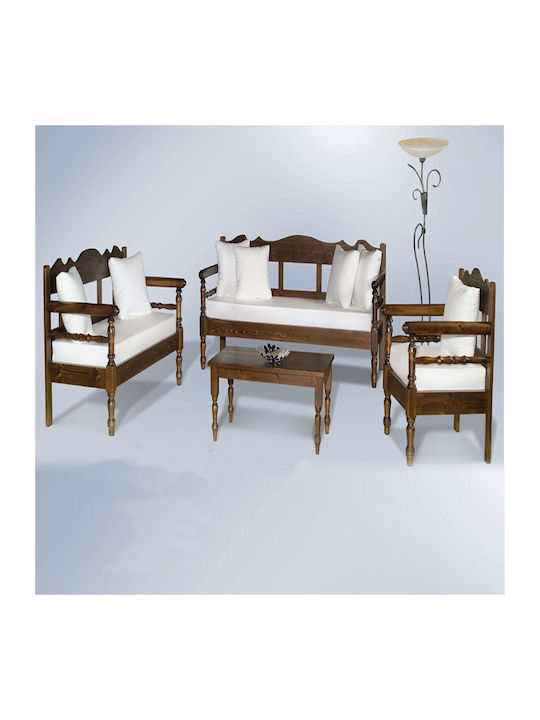 Aegean Living Room Furniture Set 3-Seater & 2-Seater & Armchair Brown