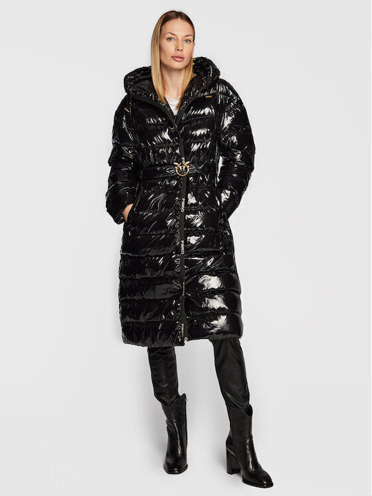 Pinko Women's Short Puffer Jacket for Winter Μαύρο.