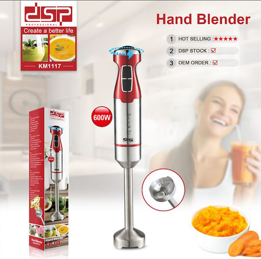 DSP Handmixer mit Inox-Stab 600W Rote KΜ1117