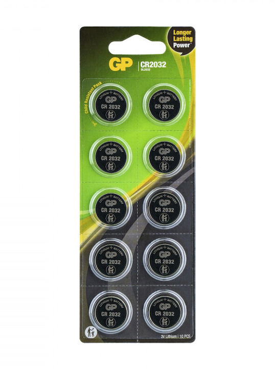 GP Batteries Cr Μπαταρίες Λιθίου Ρολογιών CR2032 3V 10τμχ