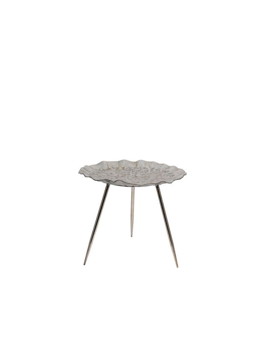 Round Metal Side Table Silver L49xW49xH42cm