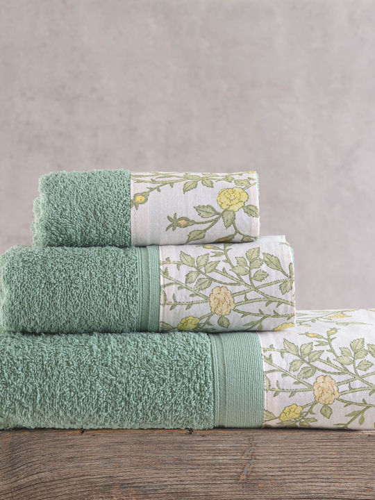 Rythmos Bath Towel Set 3pcs Talia Green / Yello...