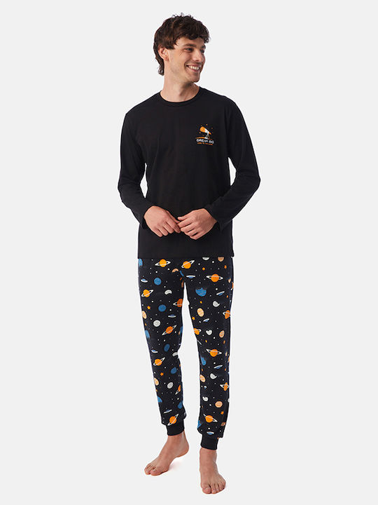 Minerva Men's Winter Pajamas Set Black