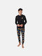 Minerva Men's Winter Cotton Pajamas Set Black