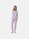 Minerva Winter Damen Pyjama-Set Baumwolle Purple