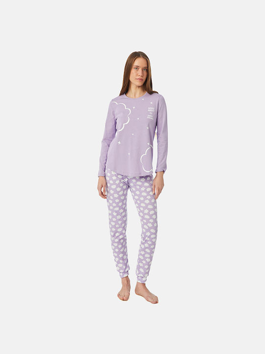 Minerva Iarnă Set pijama femei Bumbac Purple