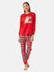 Minerva Winter Women's Pyjama Set Cotton Red “x-mas”