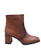 Ragazza Leather Women's Ankle Boots with Medium Heel Tabac Brown