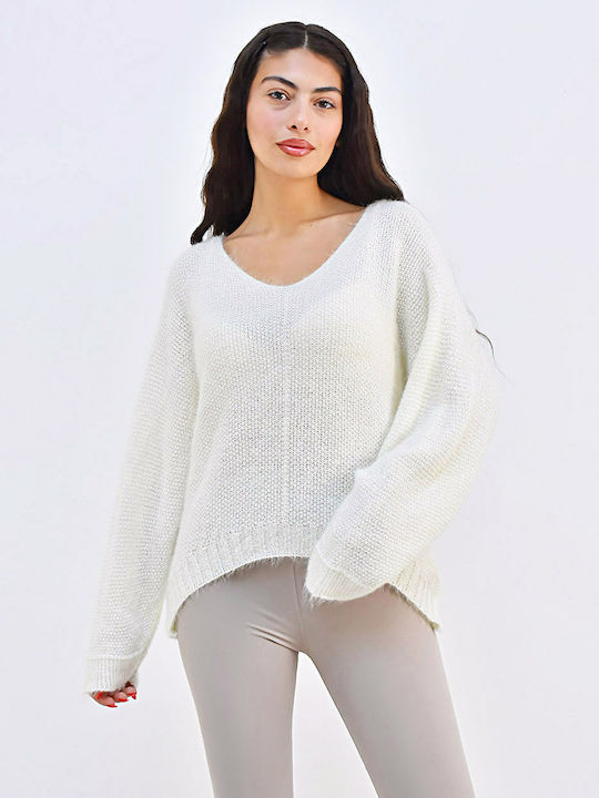 Beltipo Women's Long Sleeve Sweater White