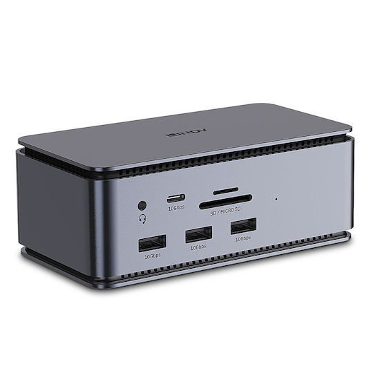Lindy Dst-pro USB-C / USB-A Docking Station με 4K PD Ethernet Γκρι