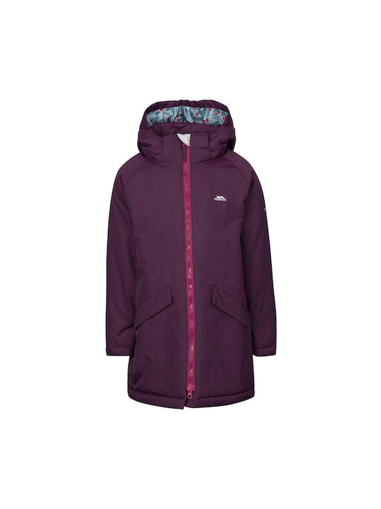 Trespass Waterproof Kids Casual Jacket Long Windproof with Lining & Hood Purple