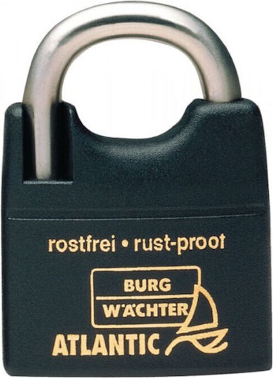 Burg Wachter Steel Padlock Κρυμμένου Λαιμού with Key 45mm Black 1pcs